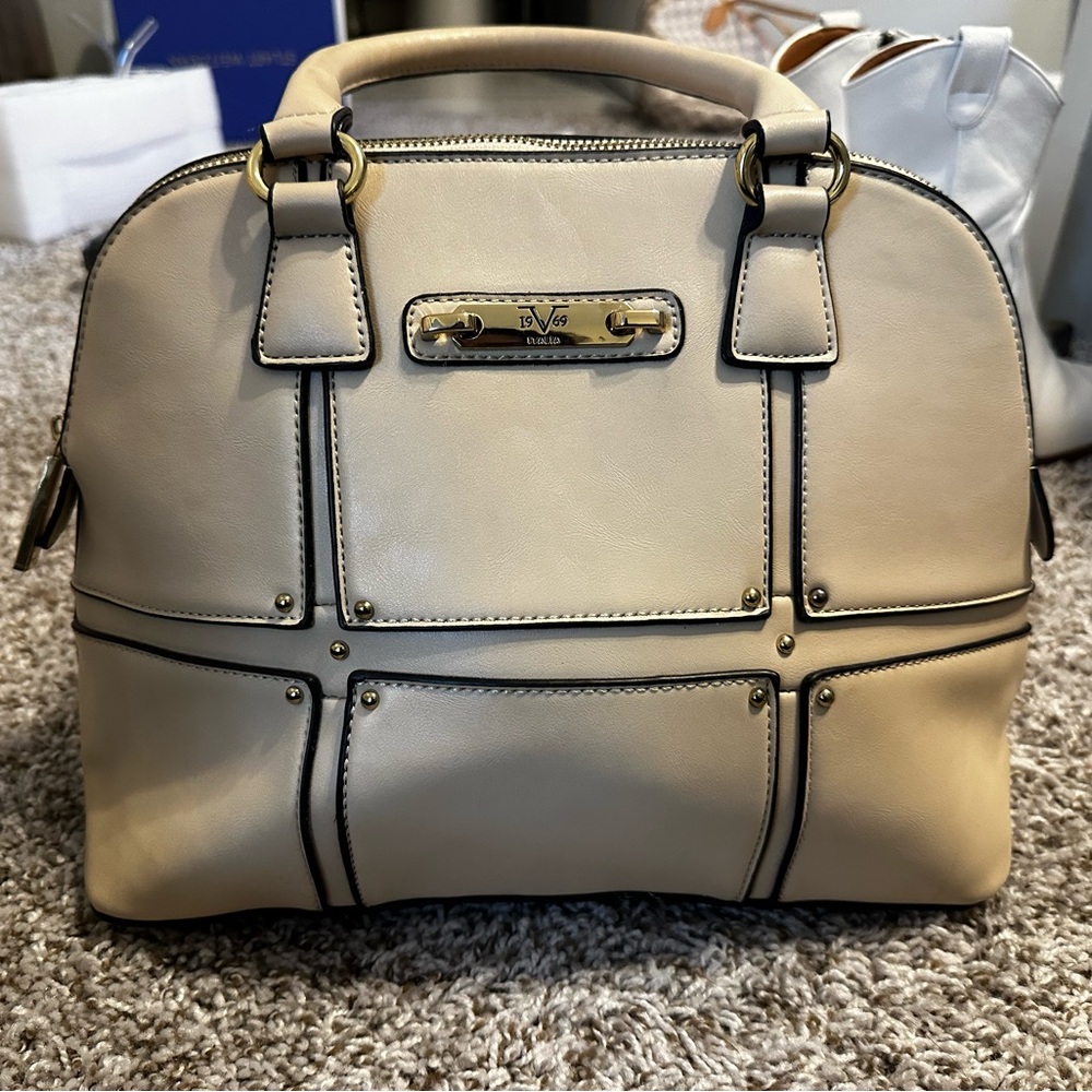 V Italia crème leather hand bag